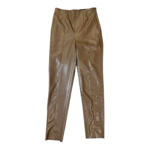 Zara Chocolate Brown Highrise Faux Leather Leggings Pants